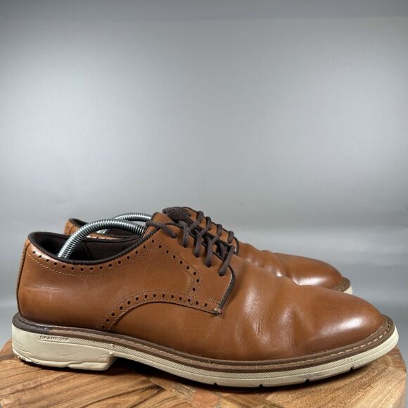 Cole Haan C34125 GoTo Plain Toe Brown Leather Oxford Shoes Men Size 10.5 M - Picture 1 of 8